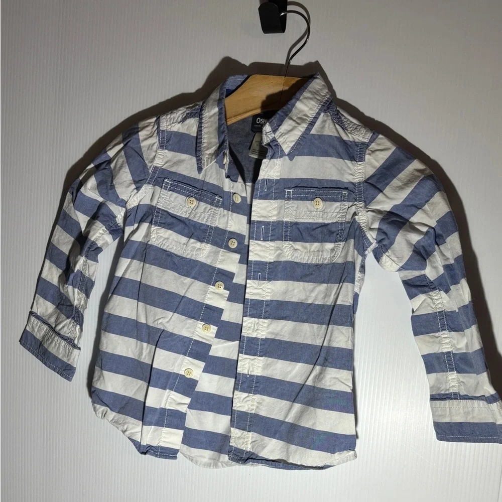 OshKosh B'gosh Blue and White Striped Button Down Shirt